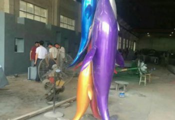 园林不锈钢海豚雕塑厂家 田间彩绘雕塑 仿真摆件