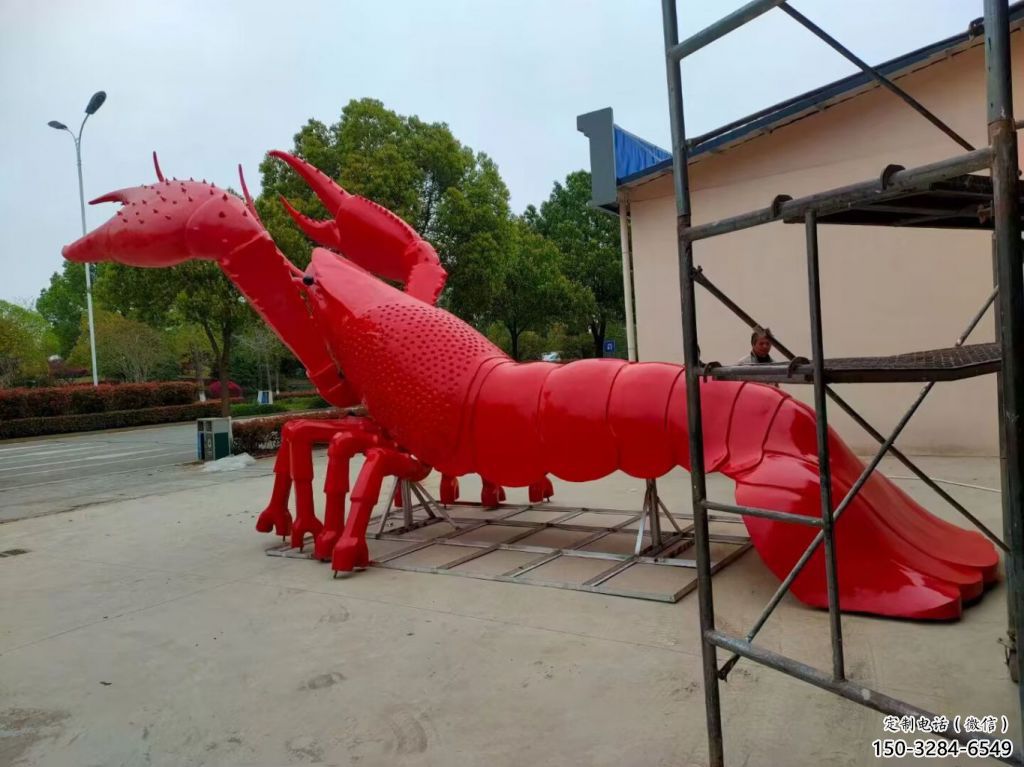 抽象玻璃钢龙虾雕塑 店门口彩绘雕塑 步行街摆件 抽象玻璃钢龙虾雕塑 店门口彩绘雕塑 步行街摆件