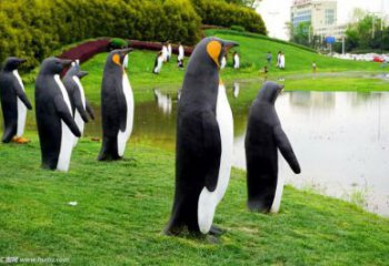 玻璃钢创意企鹅雕塑 步行街店门口雕塑 动物小品