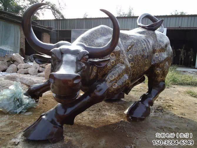 不锈钢水牛雕塑，田间景观小品，抽象几何原理 (9)