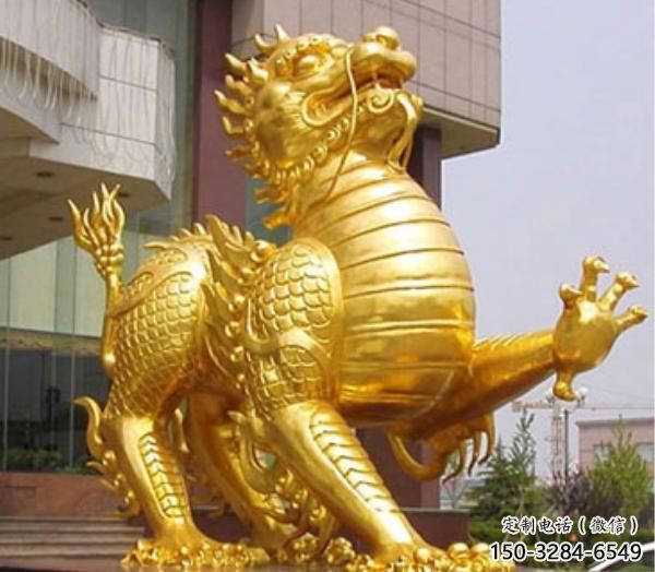 饭店麒麟雕塑,镀金欧式雕塑,镀金工艺 饭店麒麟雕塑,镀金欧式雕塑,镀金工艺