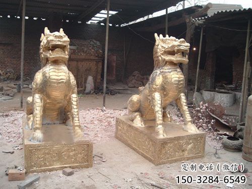 公园麒麟雕塑,喷砂发光雕塑,铸铜工艺 公园麒麟雕塑,喷砂发光雕塑,铸铜工艺