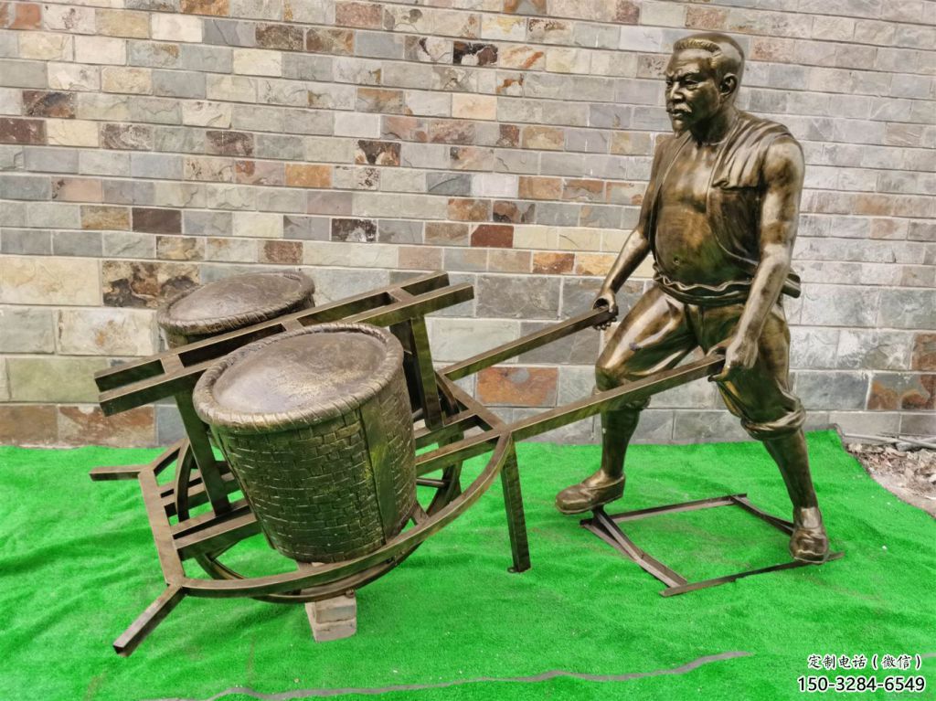 园林独轮车雕塑 风景区民俗雕塑 广场小品