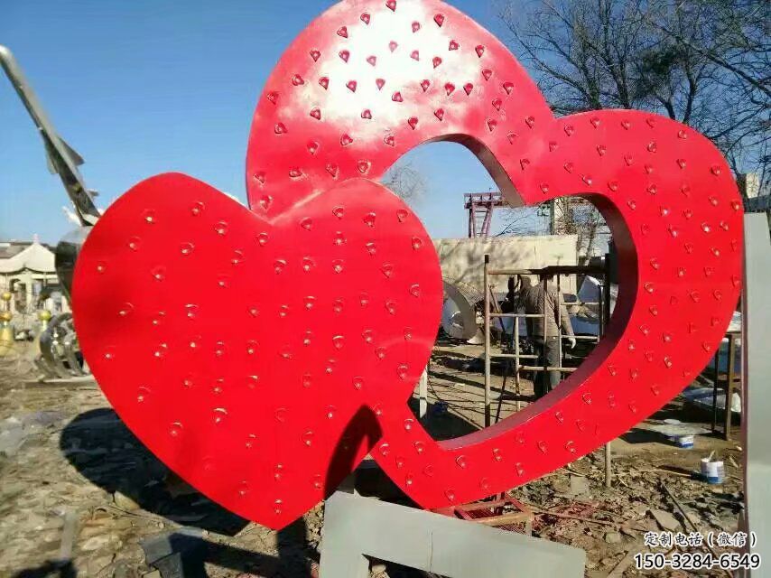 户外双心雕塑 喷漆桃心雕塑 灯光心心相印雕塑 户外双心雕塑 喷漆桃心雕塑 灯光心心相印雕塑
