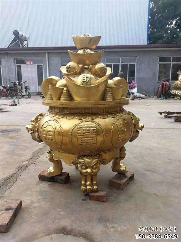 招财元宝圆鼎雕塑