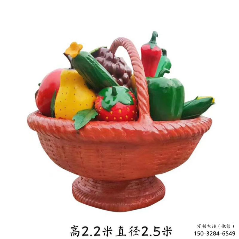 烤漆果篮雕塑制造商，室外软装，仿真果篮雕塑承接