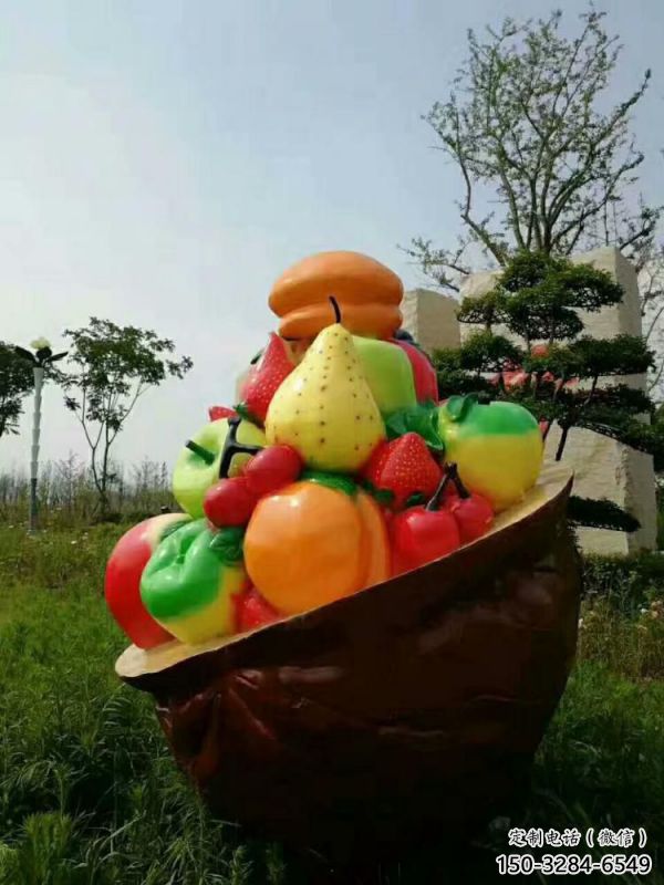 果篮雕塑供需,室外软装,抽象铁艺果篮雕塑制作 果篮雕塑供需,室外软装,抽象铁艺果篮雕塑制作