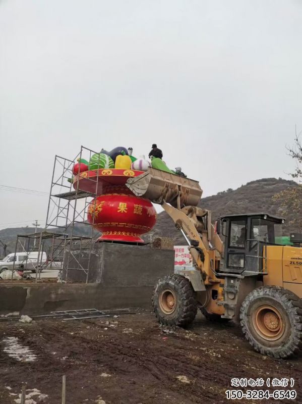 环境景观花篮雕塑批发，烤漆工艺，园林小品玻璃钢花篮雕塑承接