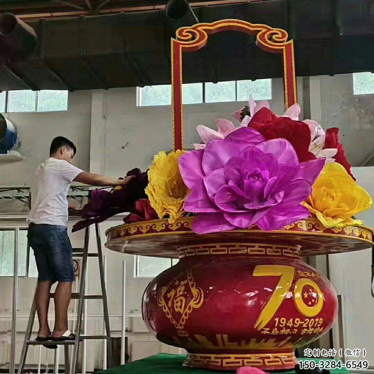 花篮雕塑观赏型，公园小品，景观小品仿真花篮雕塑常用