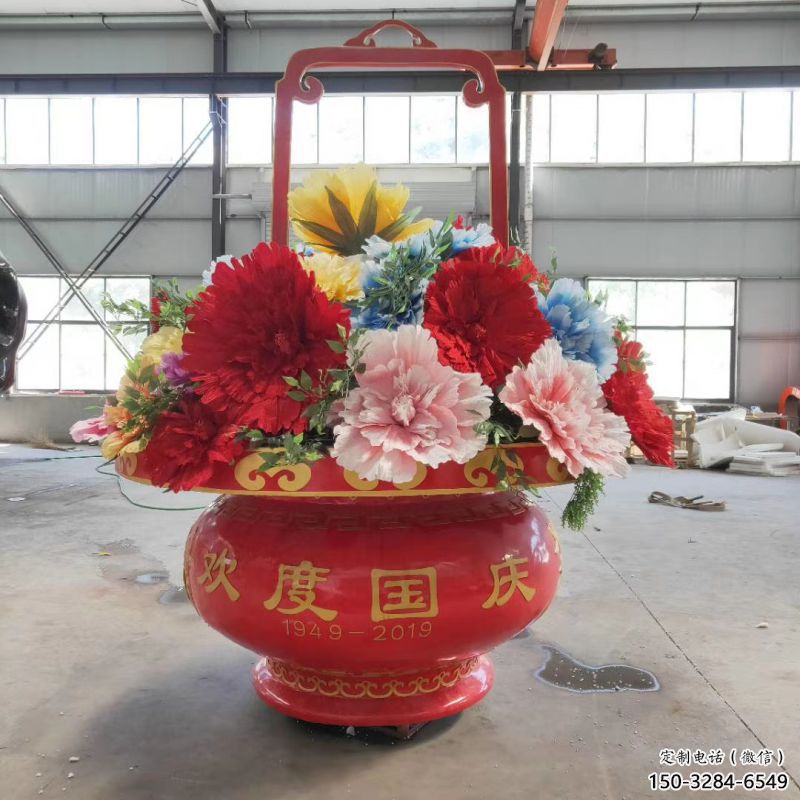 花篮雕塑通用，街道标识，钢铸仿真花篮雕塑承接