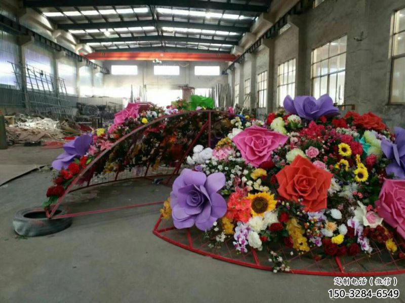 钢铸花篮雕塑定价，街头雕塑，烤漆葵花花篮雕塑定价