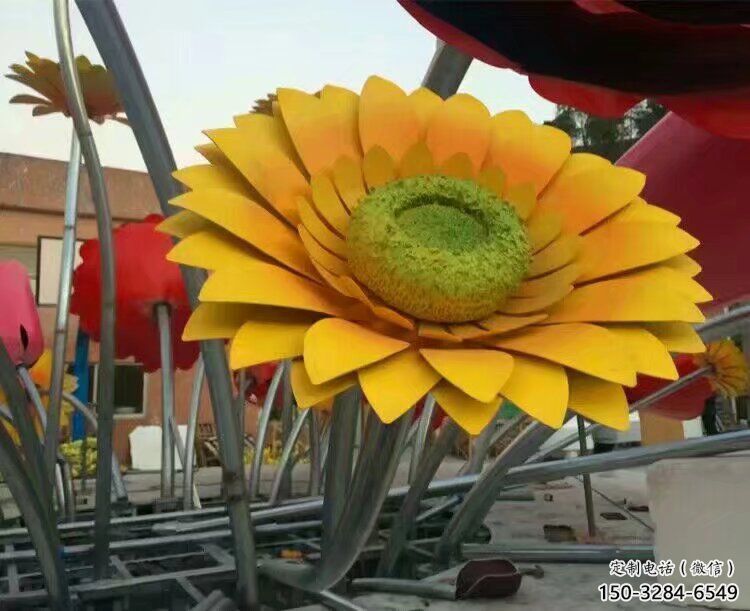 花篮雕塑制作承接，陆地摆件，城市广场葵花花篮雕塑制造商