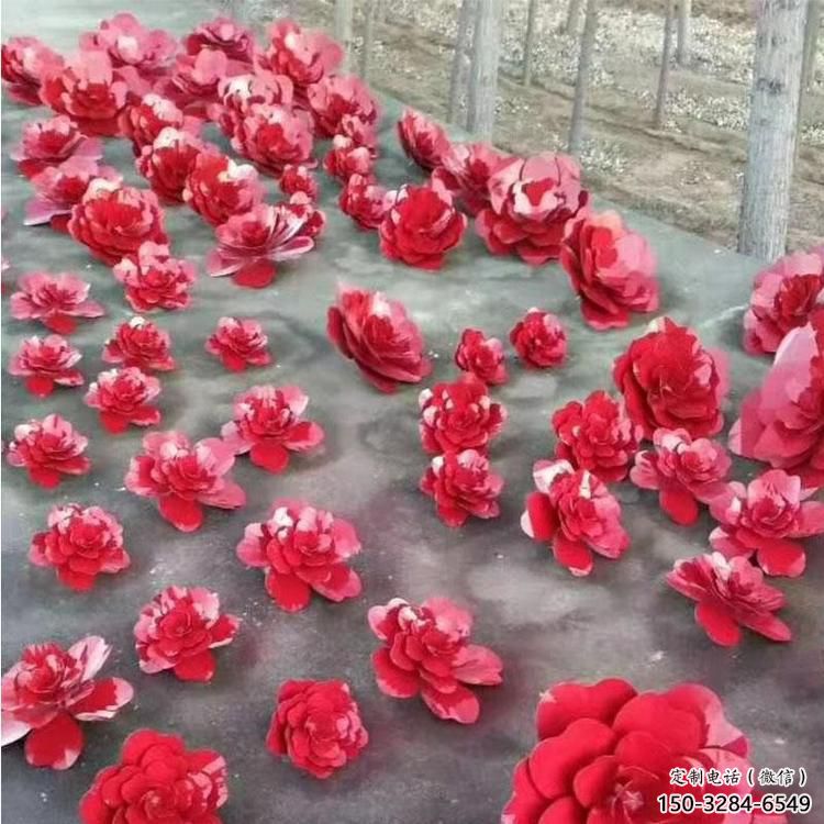 抽象花篮雕塑制造，公园雕塑，镜面玫瑰花花篮雕塑展品
