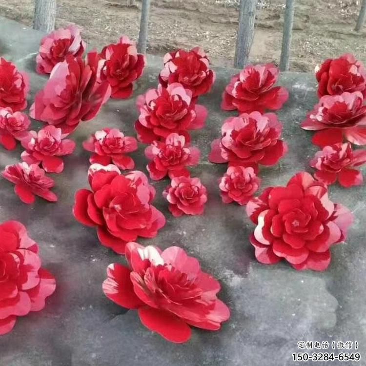 景观小品花篮雕塑供求，白钢构件，彩色玫瑰花花篮雕塑观赏型