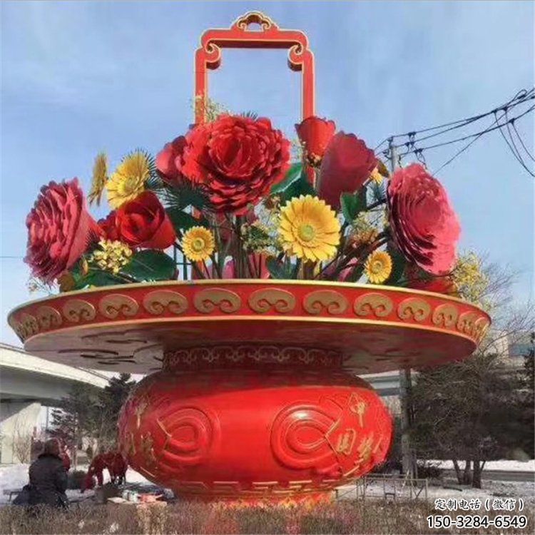 园林花篮雕塑点击，城区小品，景区花篮雕塑承接
