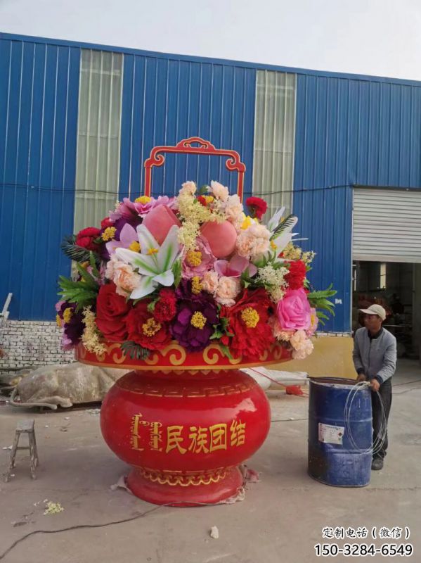 花篮雕塑制造商，露天雕塑，旅游区花篮雕塑订做