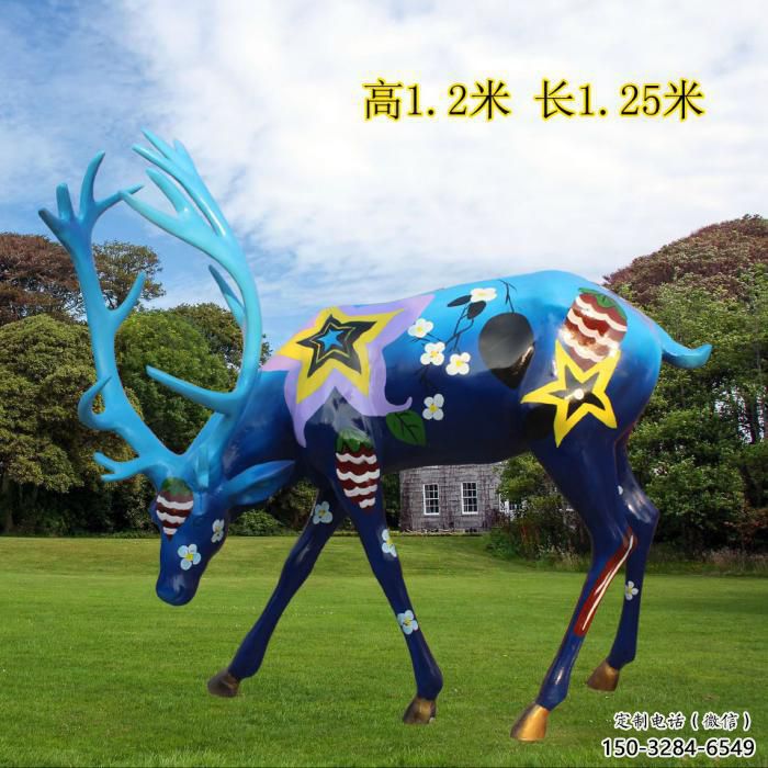 吃草鹿彩绘雕塑,多彩艺术,小鹿雕塑展品 吃草鹿彩绘雕塑,多彩艺术,小鹿雕塑展品