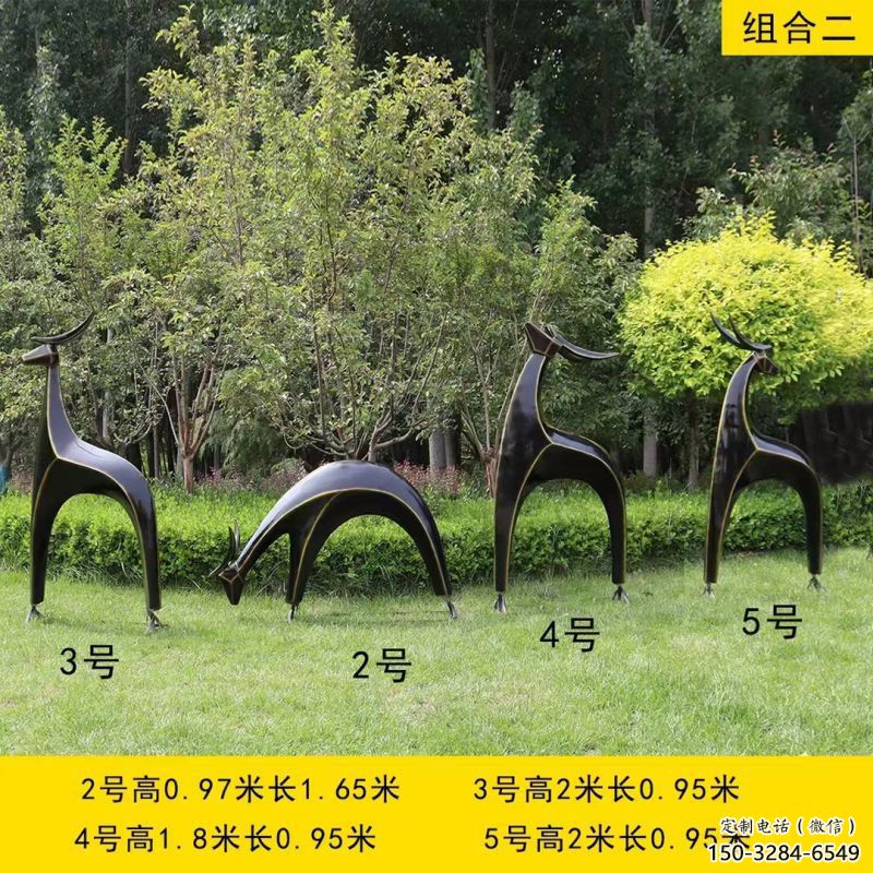 小鹿雕塑批发，几何动物雕塑，抽象小鹿雕塑标准