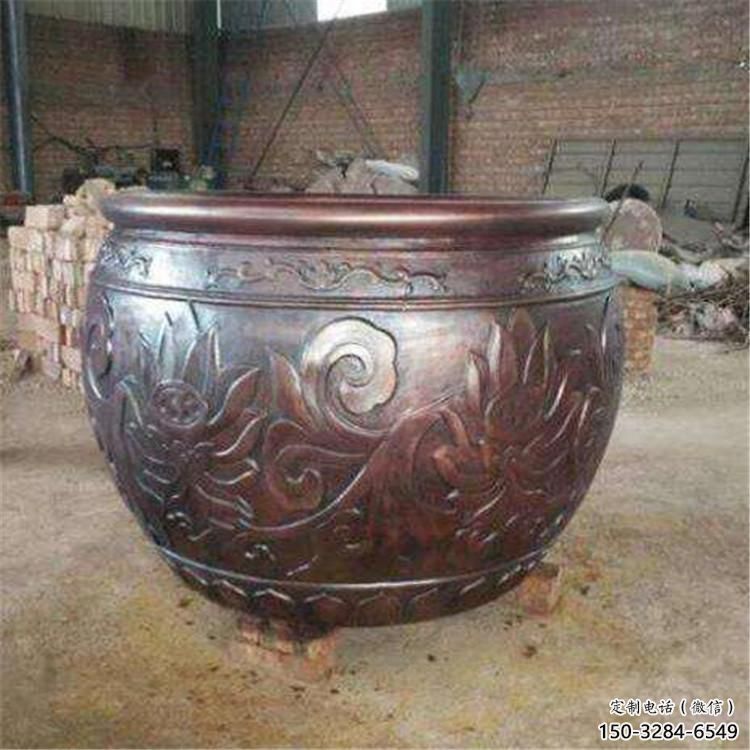 莲花图青铜缸雕塑