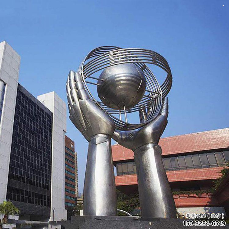 地球仪雕塑定做,小区摆件,镜面手托地球仪雕塑制作 地球仪雕塑定做,小区摆件,镜面手托地球仪雕塑制作