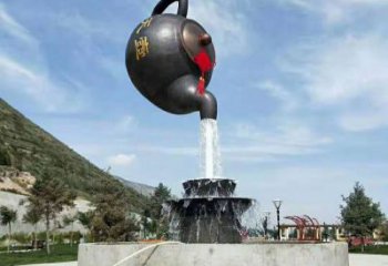 流水吊壶雕塑，悬空风格，吊壶雕塑定制
