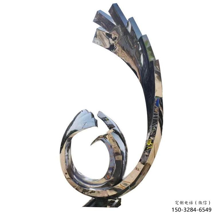 凤凰雕塑制作，镜面概念，亮面不锈钢凤凰雕塑专供