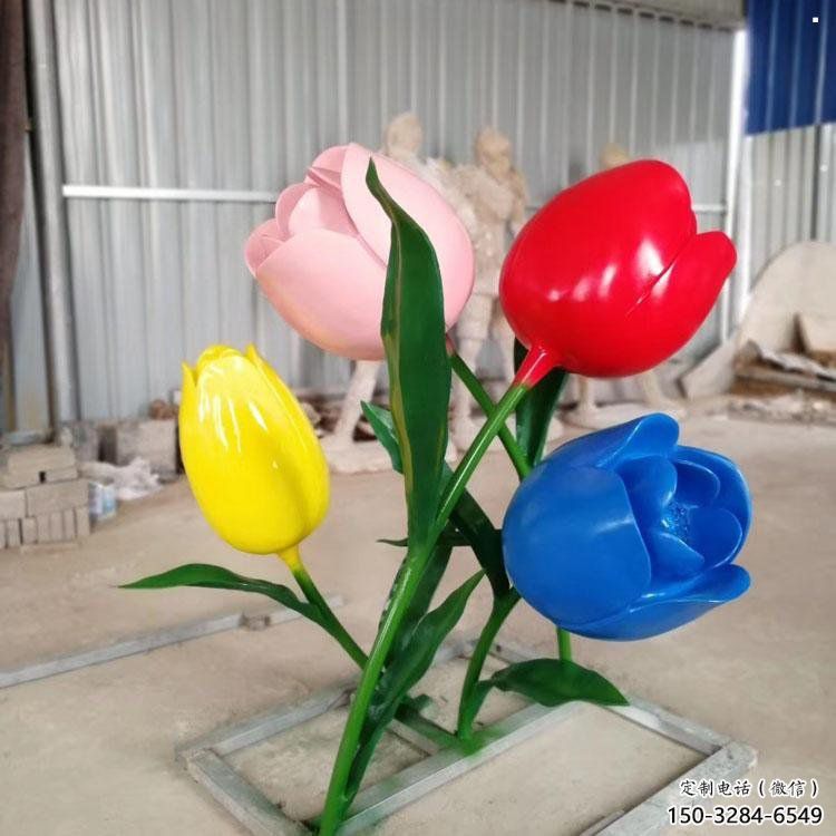 郁金香雕塑展品，公园小品，不锈钢郁金香雕塑生产商