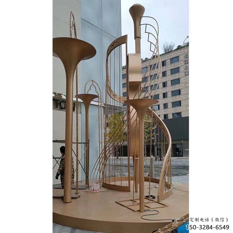 提琴雕塑选用，透雕系列，现代不锈钢提琴雕塑优价