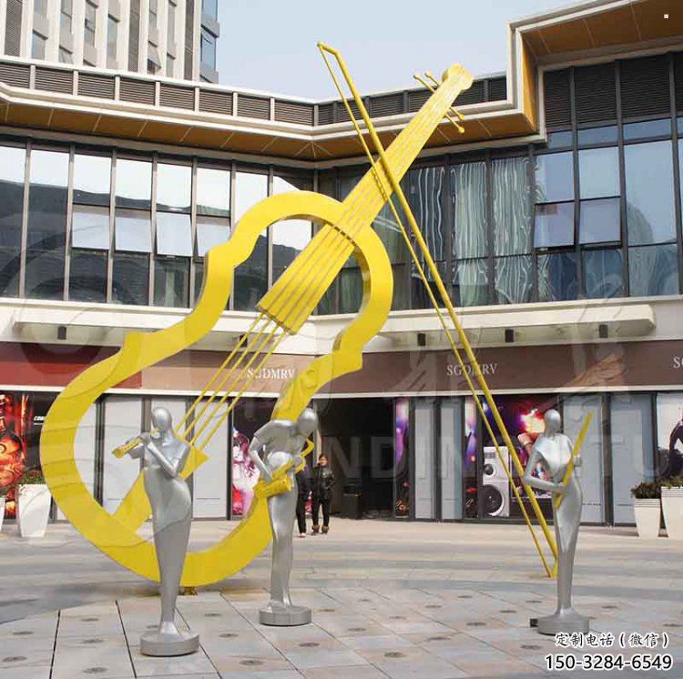 提琴雕塑提供，园林装饰，不锈钢提琴雕塑承接