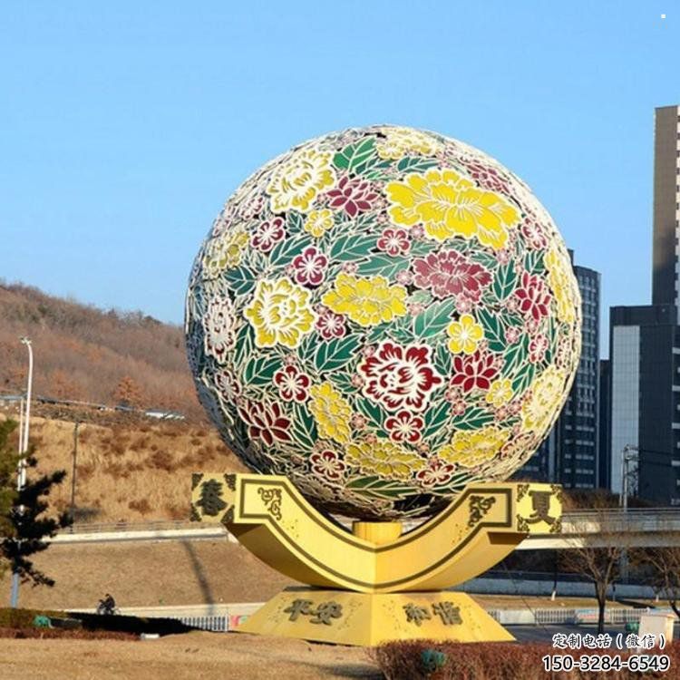 花球雕塑生产商，小区雕塑，筑不锈钢花球雕塑优价