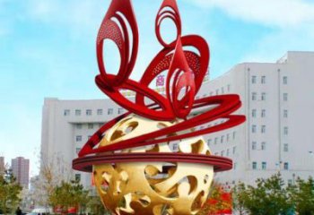镂空球雕塑展品，街头雕塑，烤漆镂空球雕塑供需