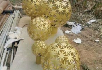 棱面球雕塑供给，市标雕塑，镂空棱面球雕塑定制厂家