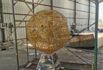 灯光球雕塑展示，园林装饰，不锈钢灯光球雕塑承接