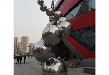 分子球雕塑订做，景观雕塑，不锈钢分子球雕塑提供