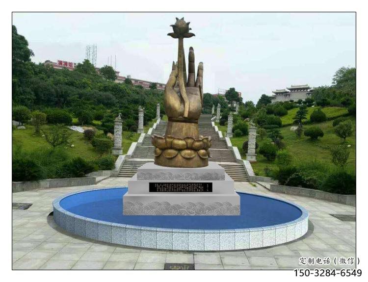 手拈花雕塑生产，城市装饰，不锈钢手拈花雕塑选定