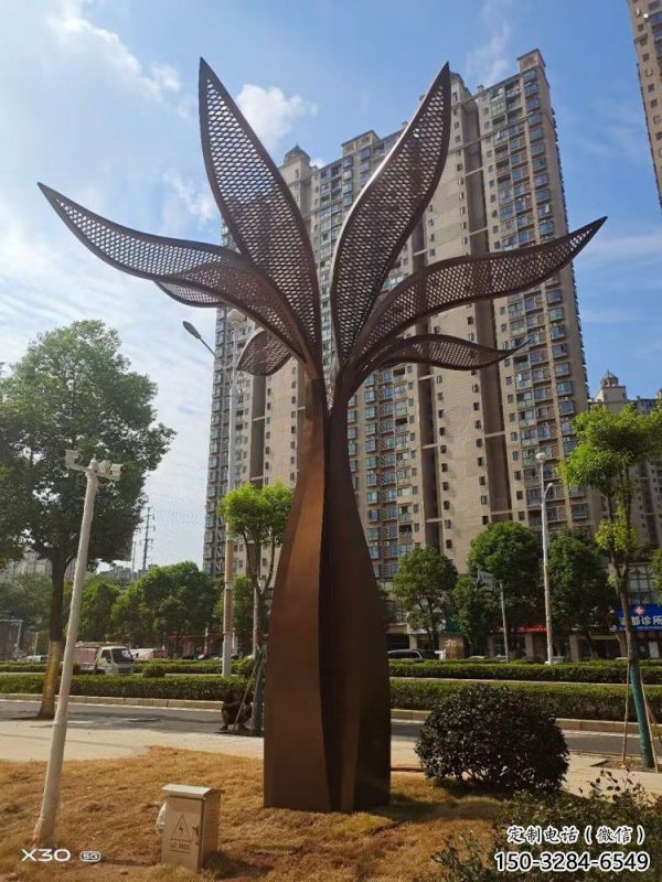 仿真树叶雕塑，校园雕塑，彩绘仿真树叶雕塑厂家
