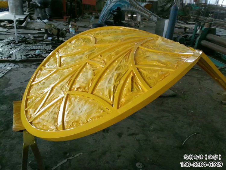 树叶雕塑承接，街道标识，彩绘烤漆树叶雕塑厂家