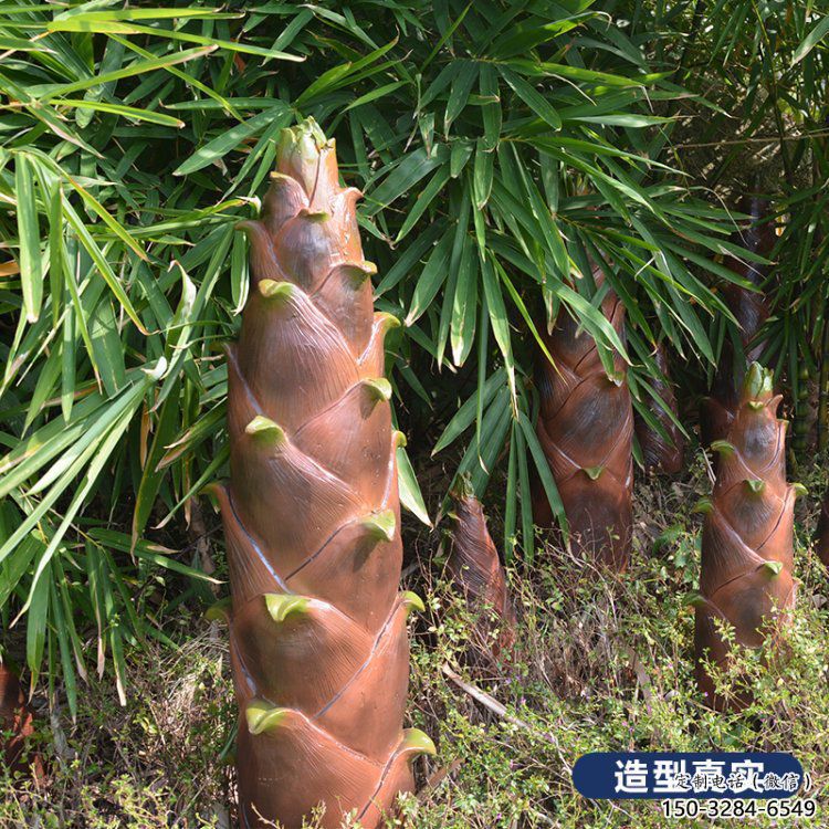 竹笋雕塑订做，景观雕塑，彩绘不锈钢竹笋雕塑提供