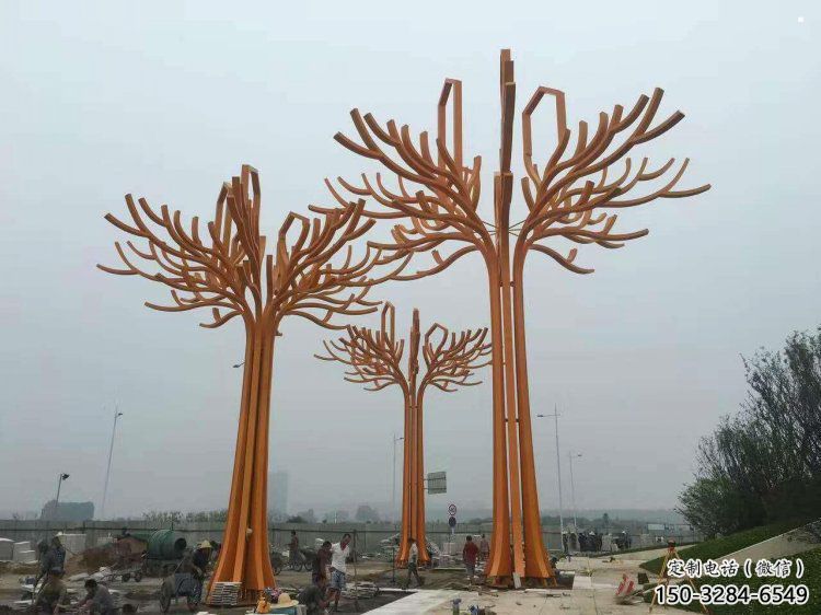 发财树雕塑生产，标识雕塑，不锈钢发财树雕塑优选