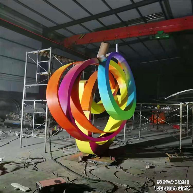 双环雕塑常用，景观概念，不锈钢双环雕塑厂家展品