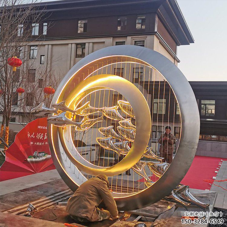 圆环雕塑精品，景观概念，烤漆圆环雕塑通用