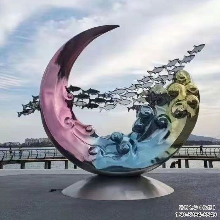 圆环雕塑制作，村标概念，烤漆圆环雕塑专供