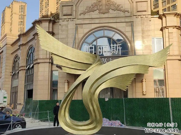 鸟翅雕塑服务商，景观雕塑，不锈钢鸟翅雕塑订做