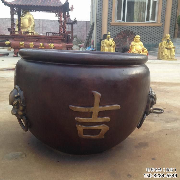 佛山吉字铜缸雕塑-青铜铸造 佛山吉字铜缸雕塑-青铜铸造