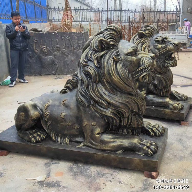 文昌大型趴狮雕塑,仿铜动物雕塑,玻璃钢狮子雕塑制作 文昌大型趴狮雕塑,仿铜动物雕塑,玻璃钢狮子雕塑制作