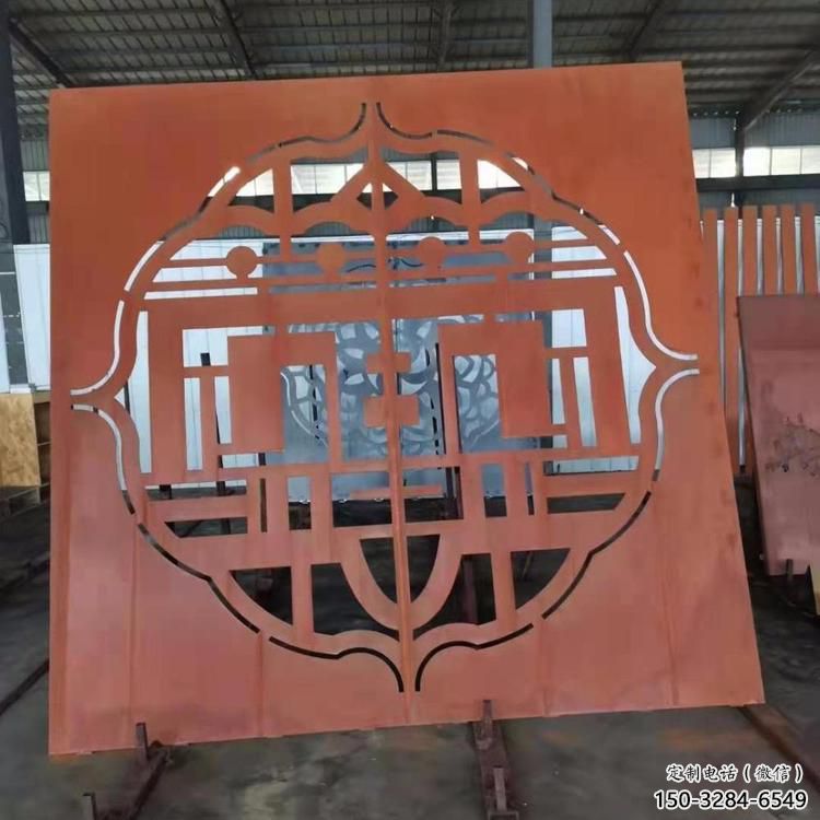 美兰镂空景墙雕塑，耐候钢镂空工艺设计