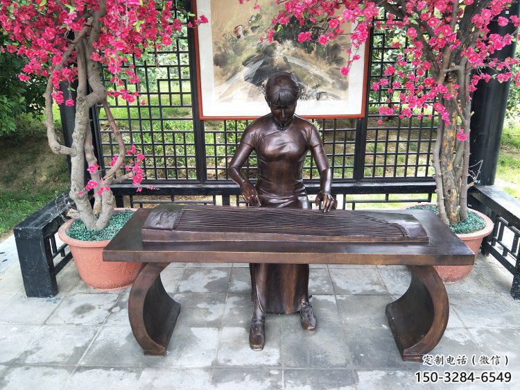 大东弹古筝雕塑厂家，景观概念，民俗人物雕塑通用