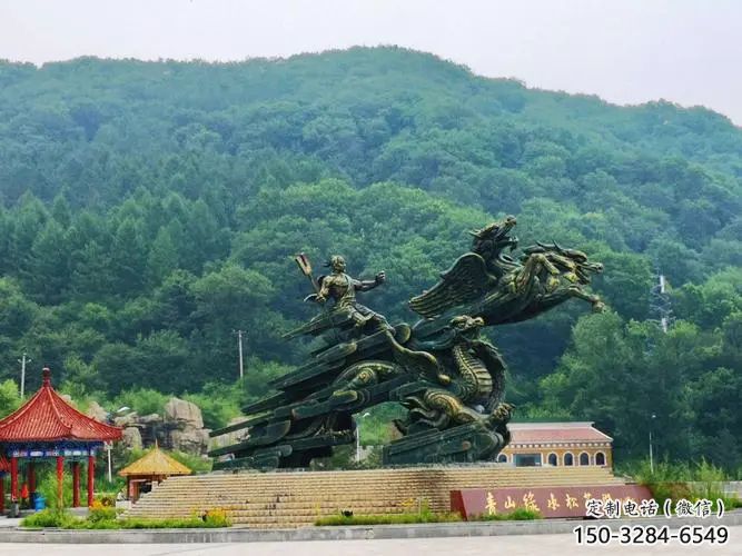 大武口夸父逐日雕塑，铸铜神话人物雕塑